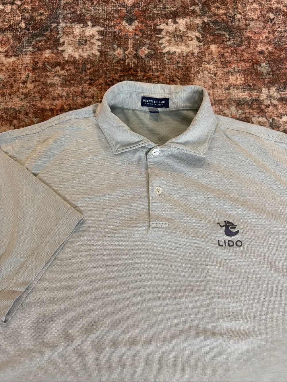 Peter Millar Crown Crafted Men's XL soft green Short Sleeve Logo Polo